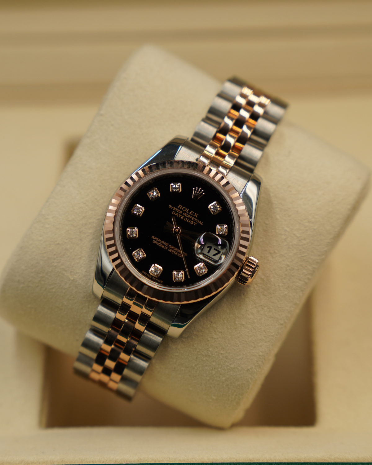 Rolex Datejust 26mm Two-Tone Rose Black Diamond 179171