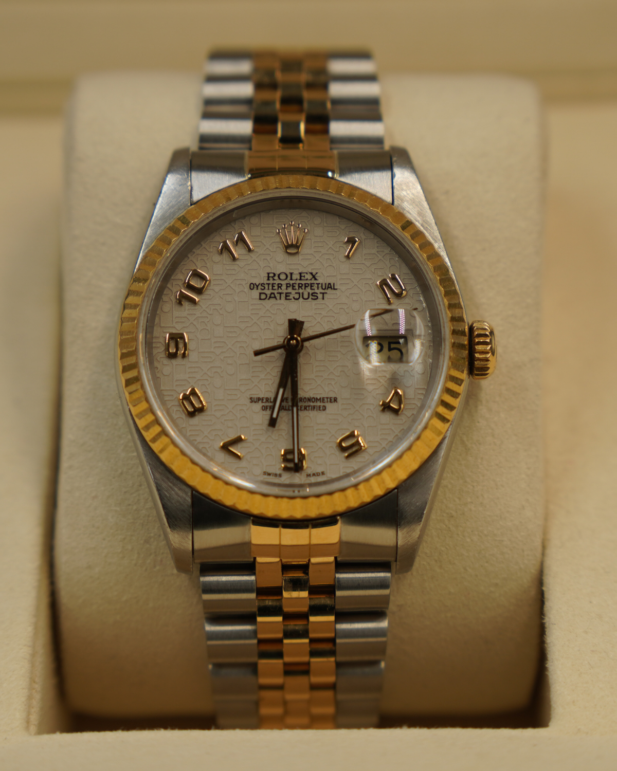 Rolex Datejust 36mm Two-Tone Gold Ivory Arabic 16233