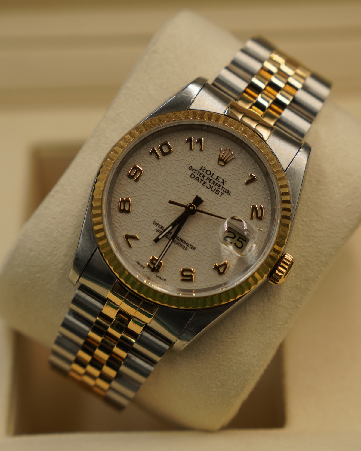 Rolex Datejust 36mm Two-Tone Gold Ivory Arabic 16233