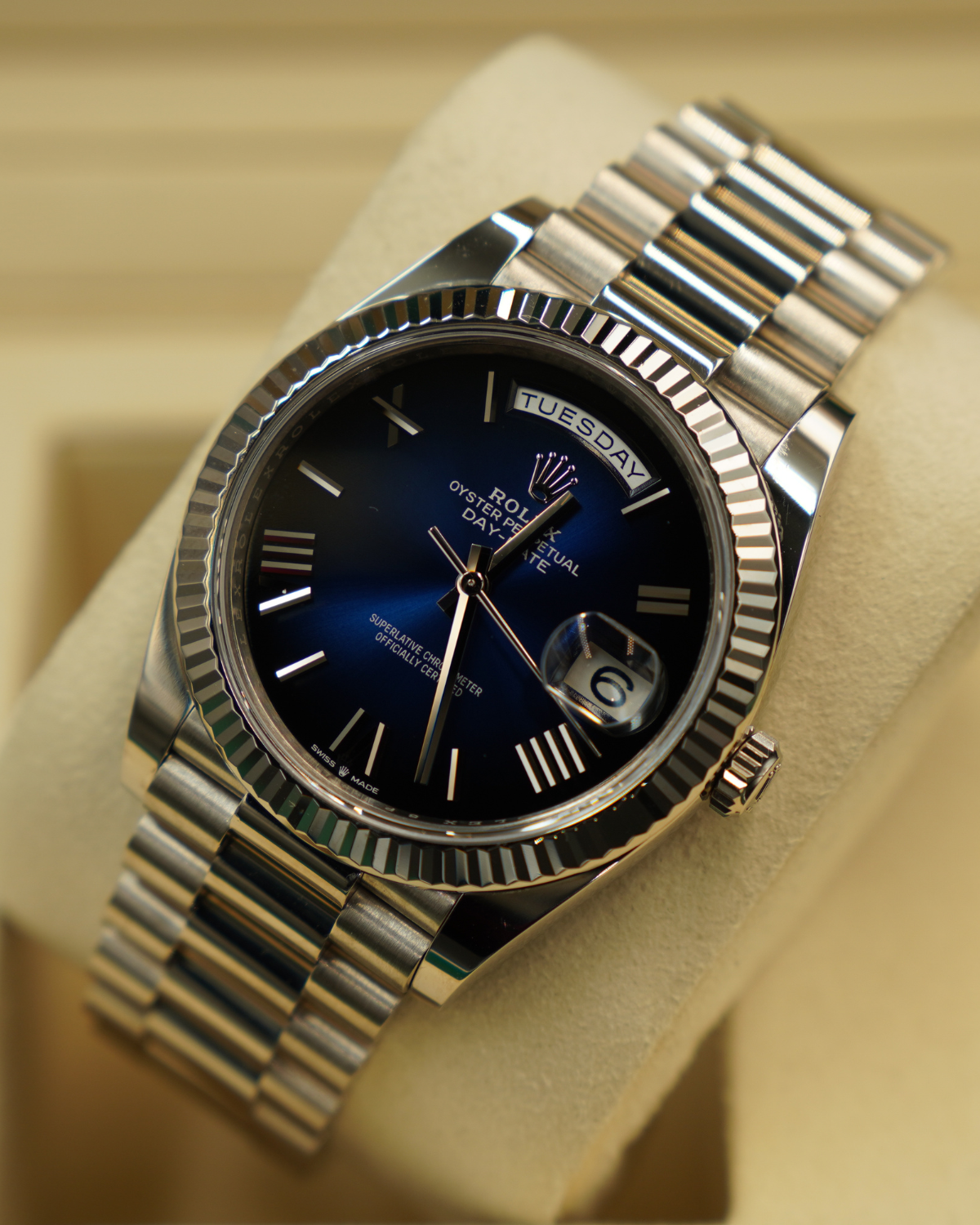 2024 Rolex DayDate Blue Ombré White Gold 228239