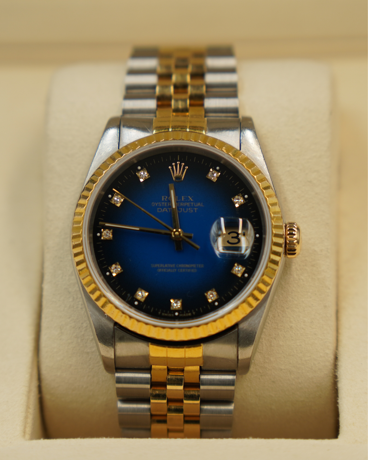Rolex Datejust 36mm Factory Blue Vignette Diamond Dial 16233