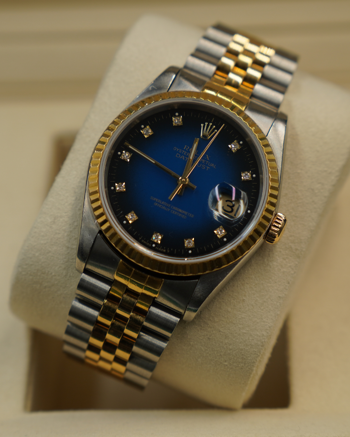 Rolex Datejust 36mm Factory Blue Vignette Diamond Dial 16233