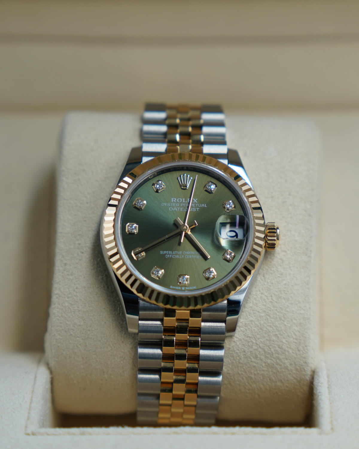 Rolex Datejust 31mm Two-Tone Olive Diamond Dial 278273