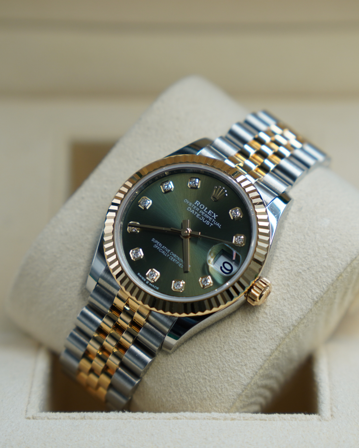 Rolex Datejust 31mm Two-Tone Olive Diamond Dial 278273