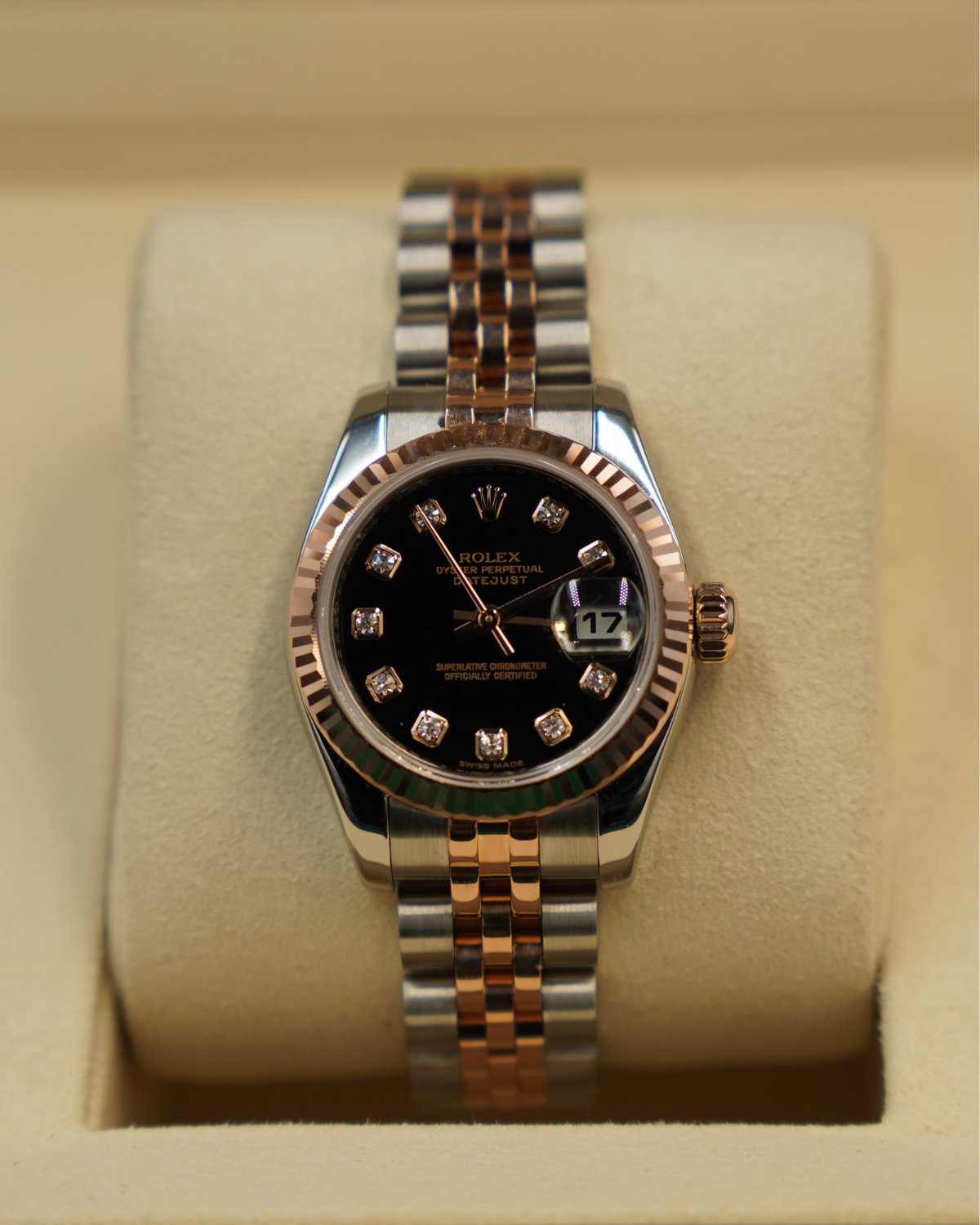 Rolex Datejust 26mm Two-Tone Rose Black Diamond 179171