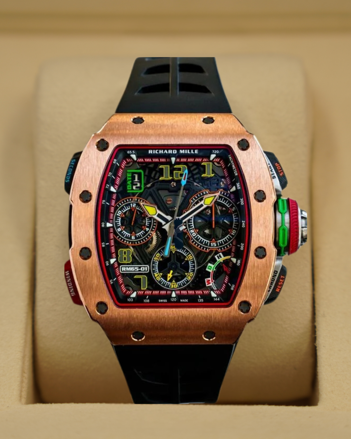 2025 Richard Mille Chronograph Rose Gold 65-01