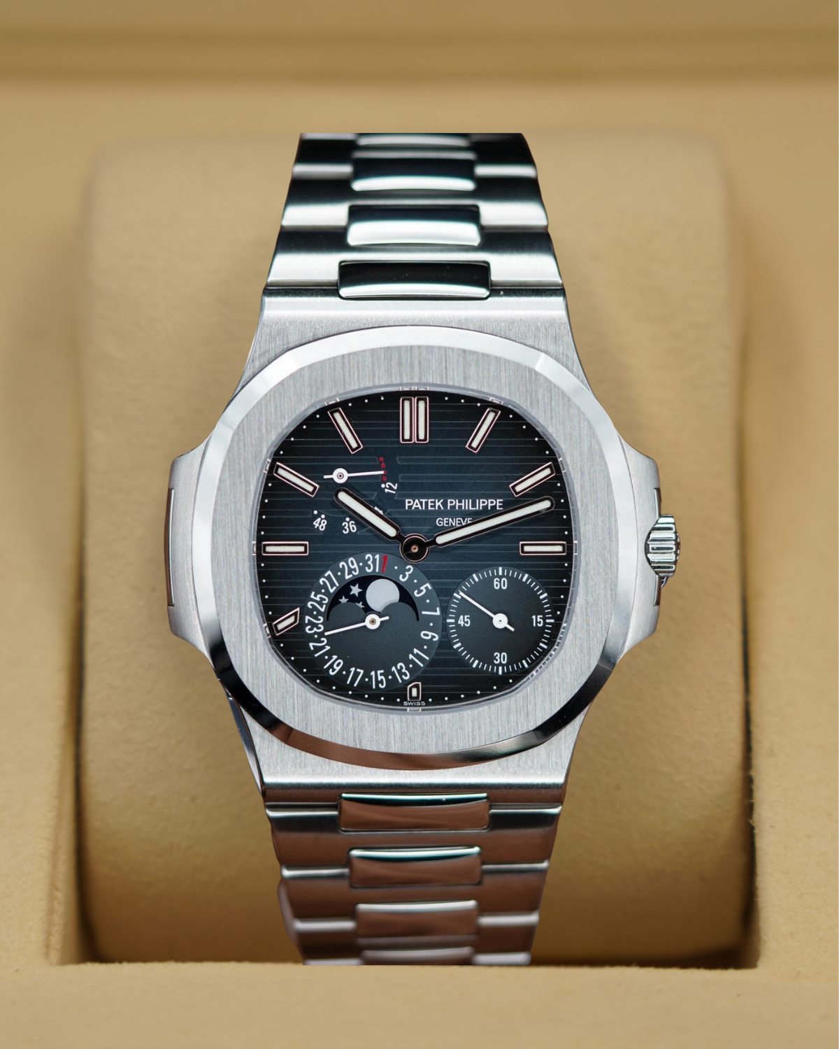 Patek Philippe Nautilus Moonphase Stainless Steel Blue Dial 5712/1A