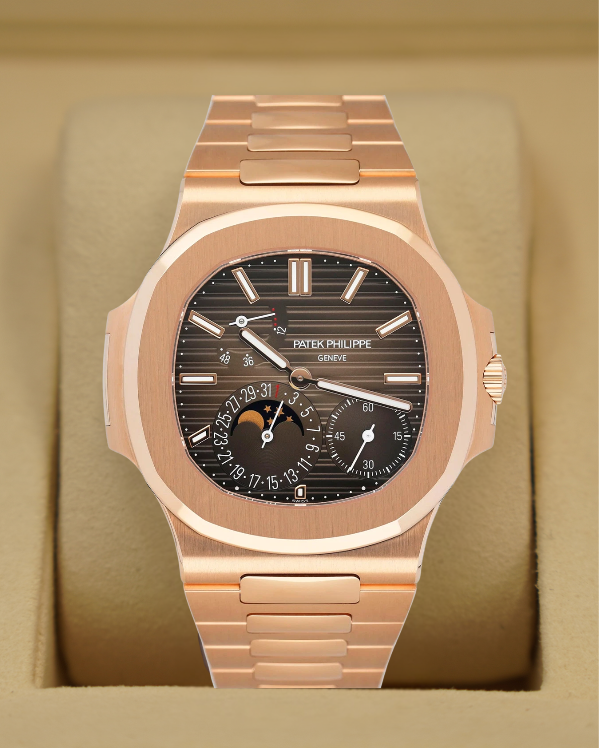 Patek Philippe Nautilus Moonphase Rose Gold Chocolate Dial 5712/1R